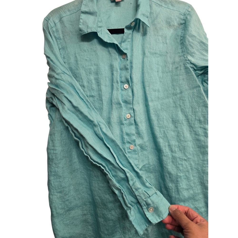 J Jill 100% Linen M Button Up Shirt Coastal Grandmother Quiet Luxury Minimalist - Picture 5 of 7